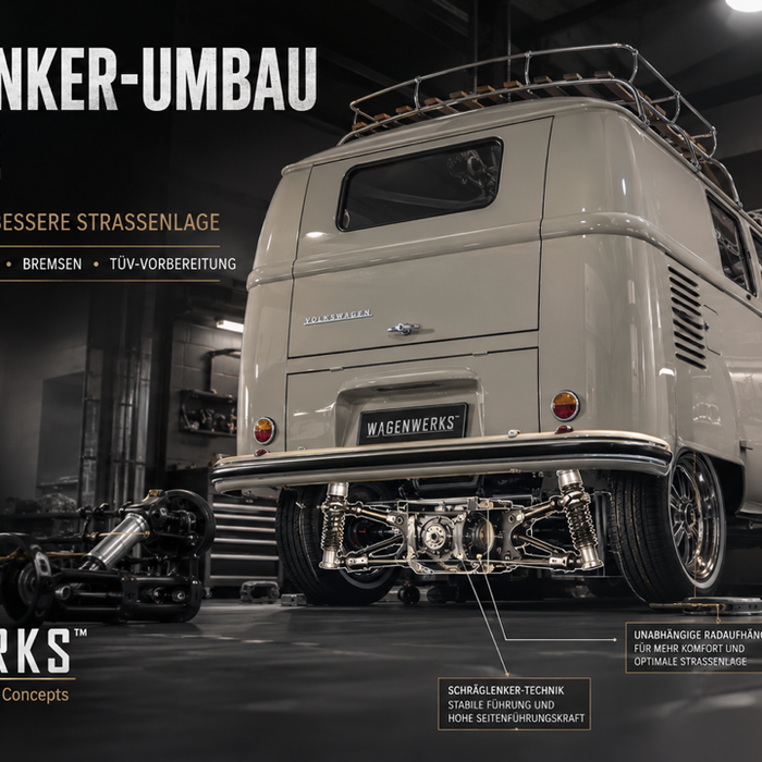 Schräglenker-Umbau VW T1 Bus bei WAGENWERKS™ – mehr Fahrkomfort und bessere Straßenlage