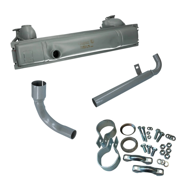 Auspuffanlage Typ-1 VW Käfer komplett Set mit Rohren, Schellen und Montagematerial, grau