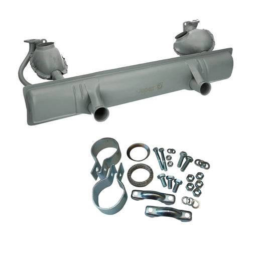 Auspuffanlage und Montageset für luftgekühlten VW Käfer Typ-1 Motor, inklusive Befestigungsmaterial.