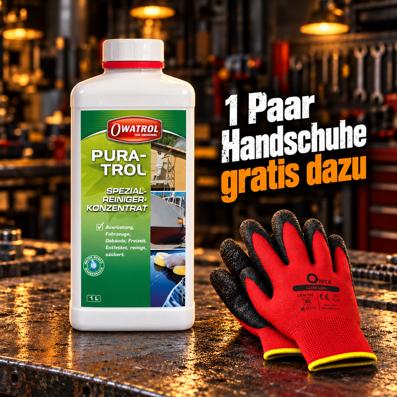 OWATROL PURATROL Spezialreiniger und Entfetter 1 L mit gratis ONYX-Arbeitshandschuhen