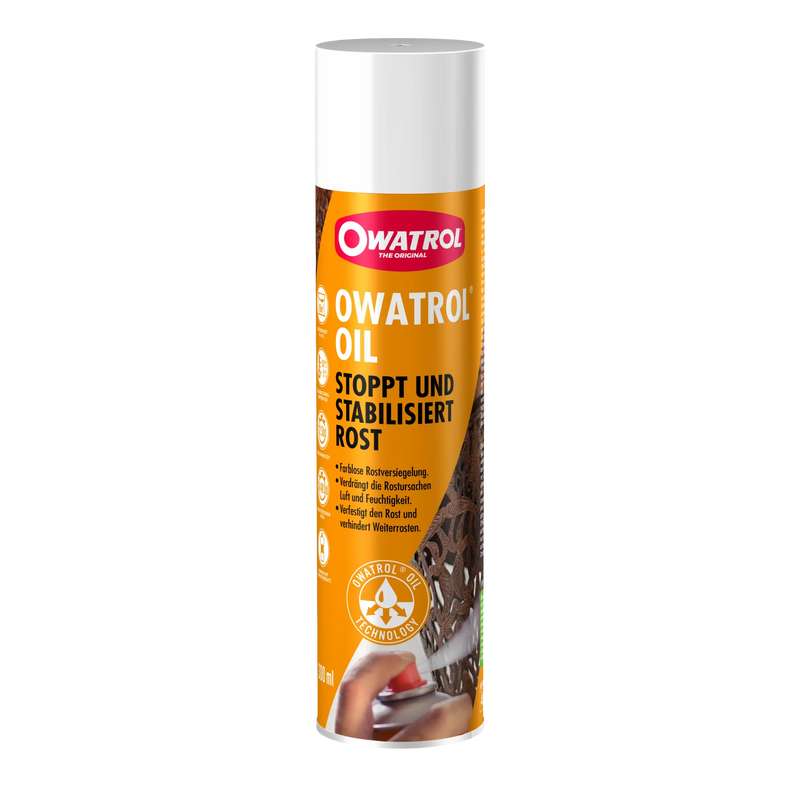 Owatrol Oil Rostschutz Spray Dose mit weißem Sprühkopf zur Roststop und Stabilisierung bei VW Typ-1 Motoren