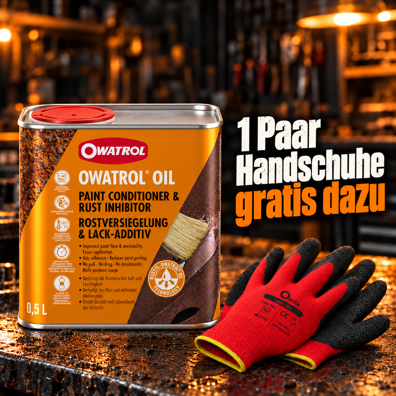 Owatrol Öl Rostschutz-Additiv mit gratis ONYX-Arbeitshandschuhen