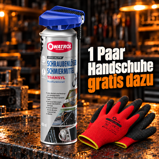 Transyl Schraubenlöser und Schmiermittel von Owatrol mit gratis ONYX-Arbeitshandschuhen